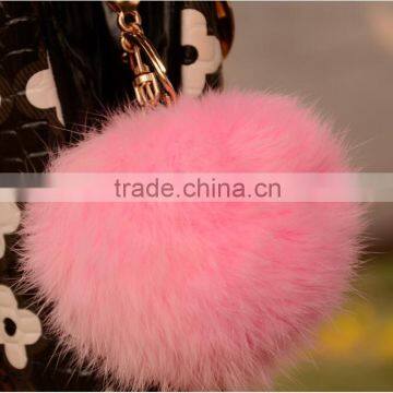 New Fashion Colorful Rabbit Fluffy Fur Balls Pom poms Keychains Mobile Chain Straps