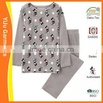 Good quality young lady long t-shirt set long sleepwear cotton homewear