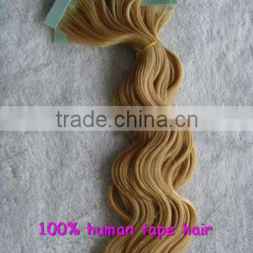 Hot fashion!! Natural Body Wave, China factory Peruvian tape hair extensions