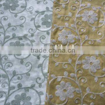 embroidered linen fabric for home decoration