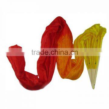 Colorful Hand Made1pcs Women Belly Dancing Fans Tools Silk Bamboo Long Veils Fans