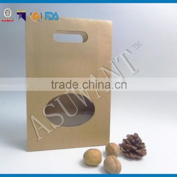 wholesale flat bottom side gusset Kraft paper bag packaging for nuts with clear oval window                        
                                                                                Supplier's Choice