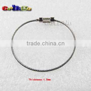 6" Stainless Steel Wire Keychain Cable Ring Twist Screw Locking Length 1.5mm#FLQ042