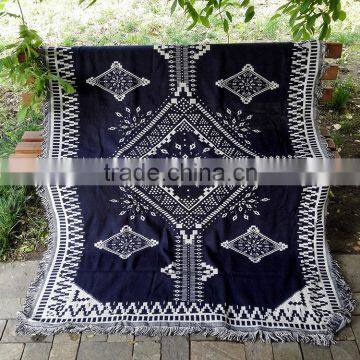 Gobelin Black and White Squares and Tapestry Throw Blanket photo-4