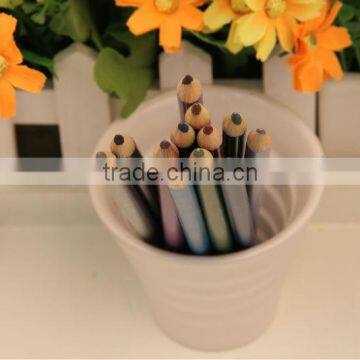 metallic round color pencil /metal paint coloring pencils/wood pencil/metal tin pencil box / colored pencil