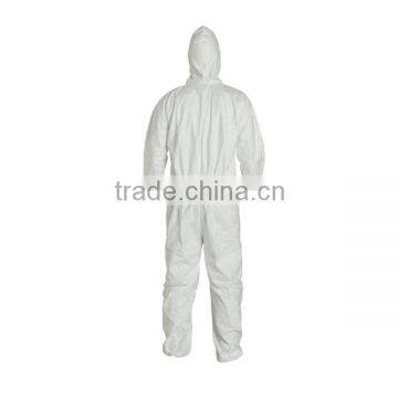 Protective Coverall with Hood with Safety Instructions Elastic Cuff L/XL White