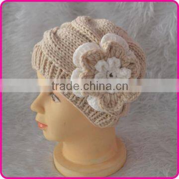 china wholesale handmade infant crochet beanie hats with flower