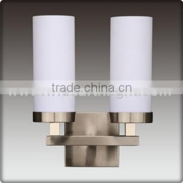 Light Hotel Supplier ETL Hotel Wall Light With 2 Glass Shades In Nickel Finish For Bathroom W20202