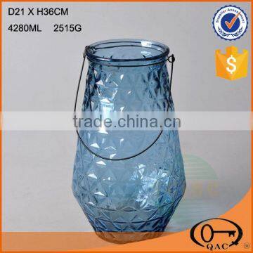 Colored glass flowerpot glass pot with handle glass vase for garden use