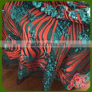China Manufacturer Multicolor Sequined Beads Embroidery Fabric (Different Patterns Choice)