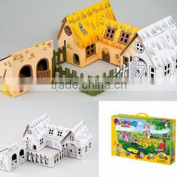 Happy diy painting toy 3D puzzle farm ECO paper include color