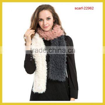 2015 Winter Knitt Mink Fur Scarf Women Warm Mink Fur Scarf One Full Piece Shawl Natural Color Black Brown