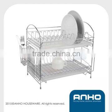 Kitchen wire dish rack with cutlery and plate holder