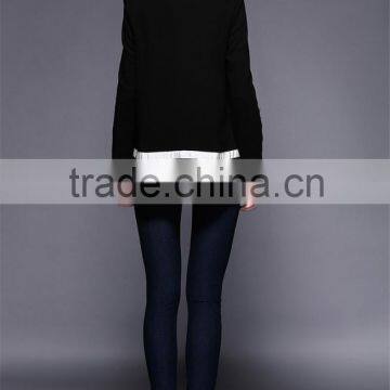 2016 Spring New Latest Fashion Design Plus Size Loose Style Long Sleeve Black Women Long Tops photo-5