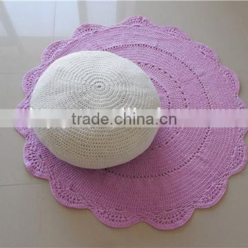 Crochet cotton Pouf, knitted pouf cover , round ottoman cover