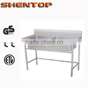 Shentop 2015 Commercial Kitchen Stainless Steel sink Double Rinse Table With Drainer STXS-02 Double Sink Table