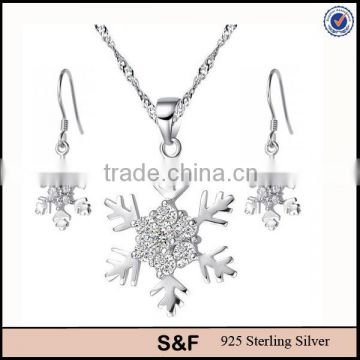 Snowflake jewelry,Snowflake shape silver jewelry set