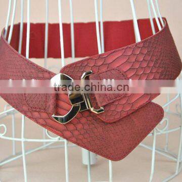 Korea Style Winter New Fashion Ladies and Women Alloy Hook Buckle Snakeskin Leather Super Wide Waist Belt for Long Down Coat photo-4