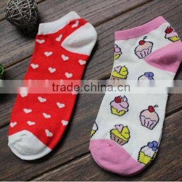 fashion colorful with picture of ice-cream knitted girl ankle SOCKS