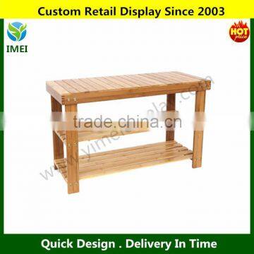 100% Natural Bamboo Shoe Bench 2-Tier Shoe Storage Racks Shelf Organizer YM5-1180