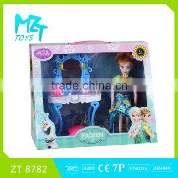2016 New !Eco-friendly PVC11 inch movable joints doll +dressing table+accessories Barbie Doll