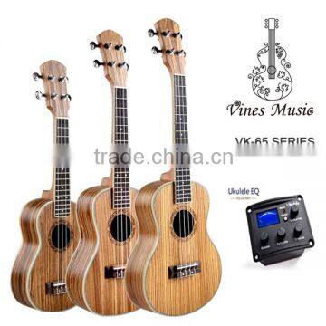 Electric ukulele wholesale , China zebrawood ukulele