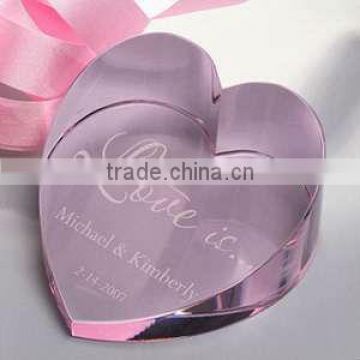 crystal heart paperweight for wedding gifts