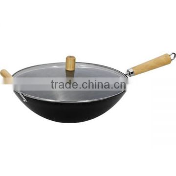 carbon steel non-stick wok with double handles