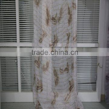 Good quality boat printed design polyester tulle voile curtain fabric for online sale