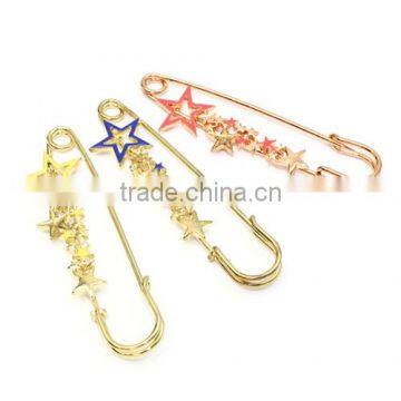 2015 new arrival Factory Wholesales star design Crystal Brooch Clip pin