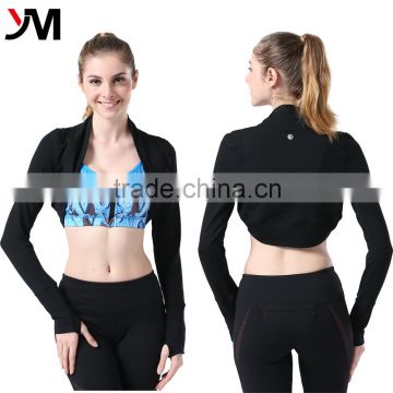 New Fashion Long Sleeve Women Workout Top Cropped Design Half Jacket