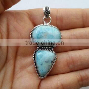 falak gems Blue Caribbean Larimar Pendant Silver Necklace Pendant