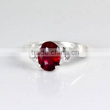 falak gems Natural Ruby Ring Sterling Silver Pigeon Blood Ruby Silver Ring