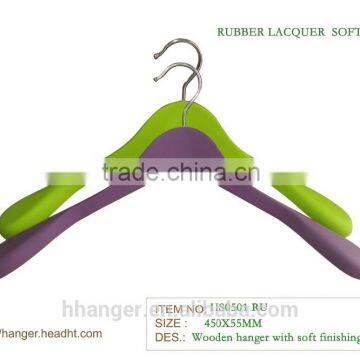 The HEAD Natural Wooden Suit Hanger With / Without Notches, Rubber Coated Soft Anti Slip Finishing , Basic Style Coat Hanger photo-3