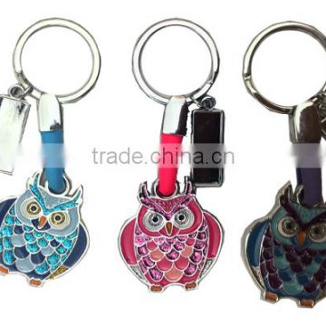 Metal Key Chain Owls with Metal Part