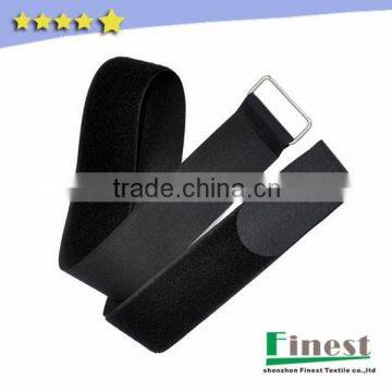 Good quality Black hook and loop strap with metal buckle