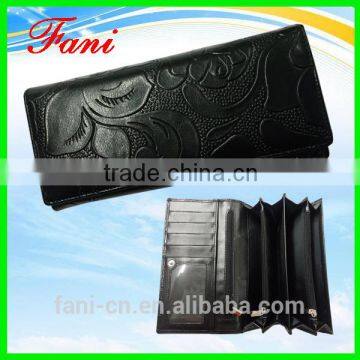 Flower embossed factory wholesale directly genuine leather wallet for women