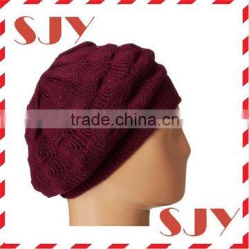 Solid color Women's Warm Knit beret cap