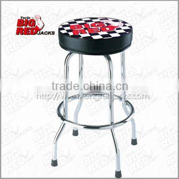 Torin BigRed Black Leather and Steel Swivel Bar Stool