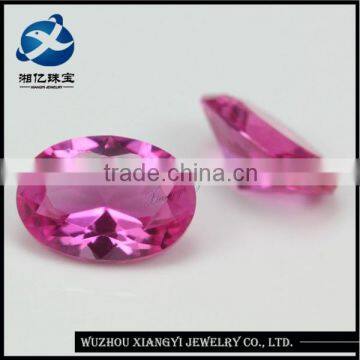 Wuzhou oval shape machine cut lab created ruby gemstones