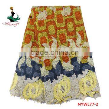 Haniye NYWL-77newest super wax mix lace fabric /ankara wax with cord lace/african wax with guipure lace