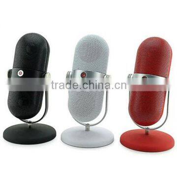 Metal Stand Mic microphone shape Wireless Stereo Bluetooth Capsule Speaker Mini Pill Bluetooth Speaker