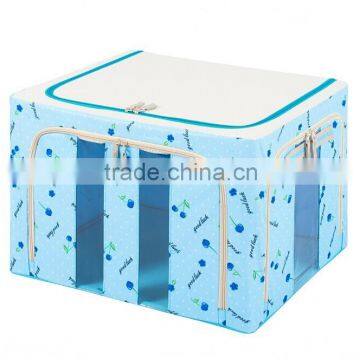 good quality storage bag nylon foldable printed blue storage box with zipper