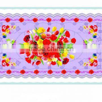 Newest transparent printed flowers all-in-one vinyl tablecloth piece/roll