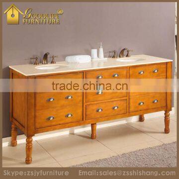 European Style Best Selling Carving Solid Wood Double Bathroom Vanity Set