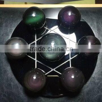Natural Colorful Rainbow Obsidian Crystal Seven Star for Decoration photo-3