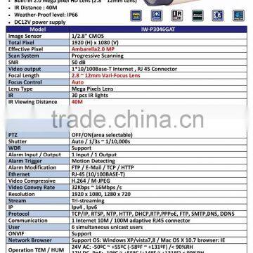 IW-P3046GAT Bullet 2.0MP 2.8~12mm Lens Auto Focusing IR 40m ONVIF photo-3