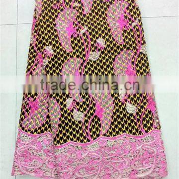 Elegant style guipure cord lace with ankara fabric real wax printed wholesale wax with guipure NNL-013