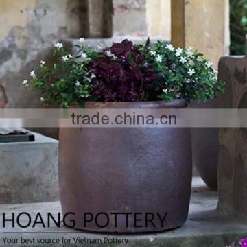 Crucible Vietnam Black Clay Flower Pot Outdoor