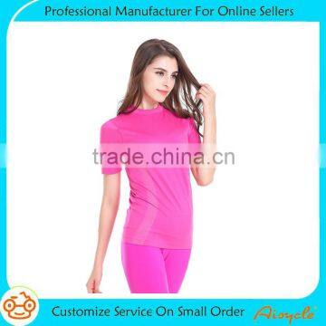 Women's short sleeve wholesale custom skin tight sports t shirt